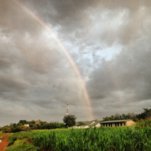rainbow over church in Tanzania