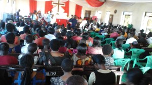 church members attending service